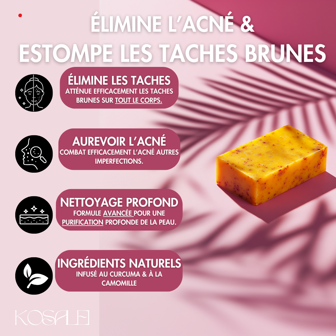 Savon Pure Glow - Savon dermo- éclaircissant au Curcuma, Citron et Acide Kojique