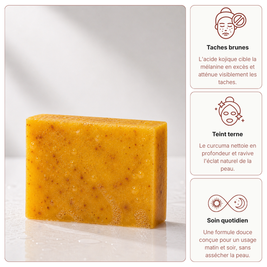 Savon Pure Glow - Savon dermo- éclaircissant au Curcuma, Citron et Acide Kojique